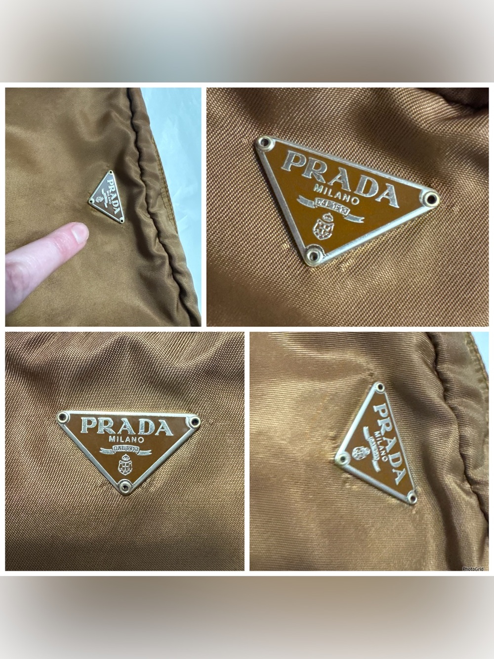 Prada AUTHENTIC Vintage Nylon Brown Logo Triangle Pouch Cosmetic Case Makeup Bag - Picture 10 of 16